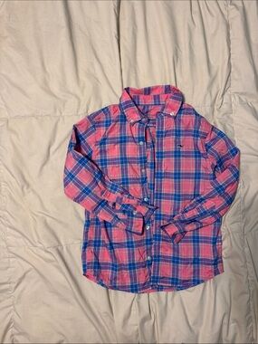 Vineyard Vines Pink and Blue Plaid Button-Down Shirt for Kids